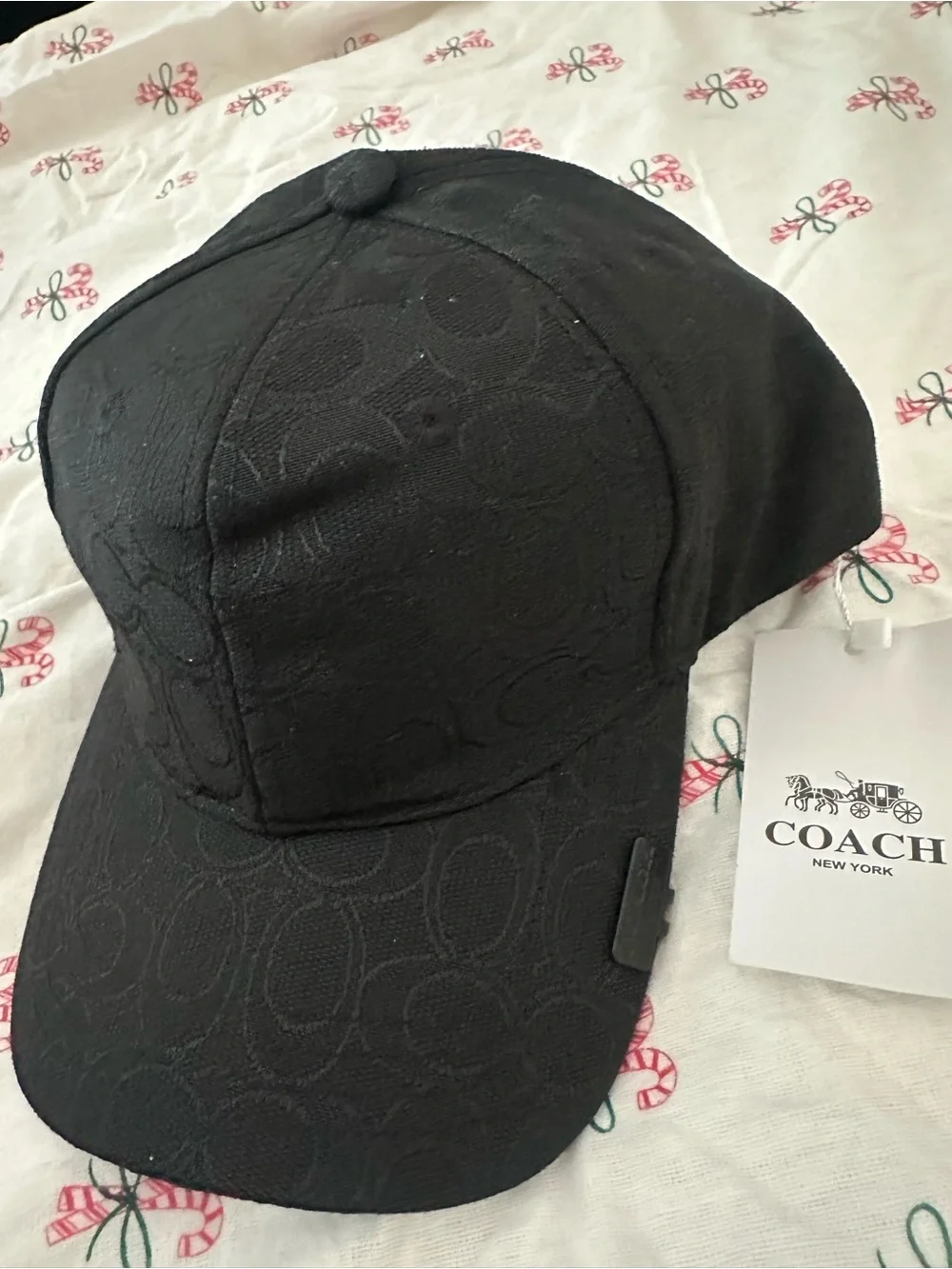 Coach Black Signature Jacquard Baseball Cap